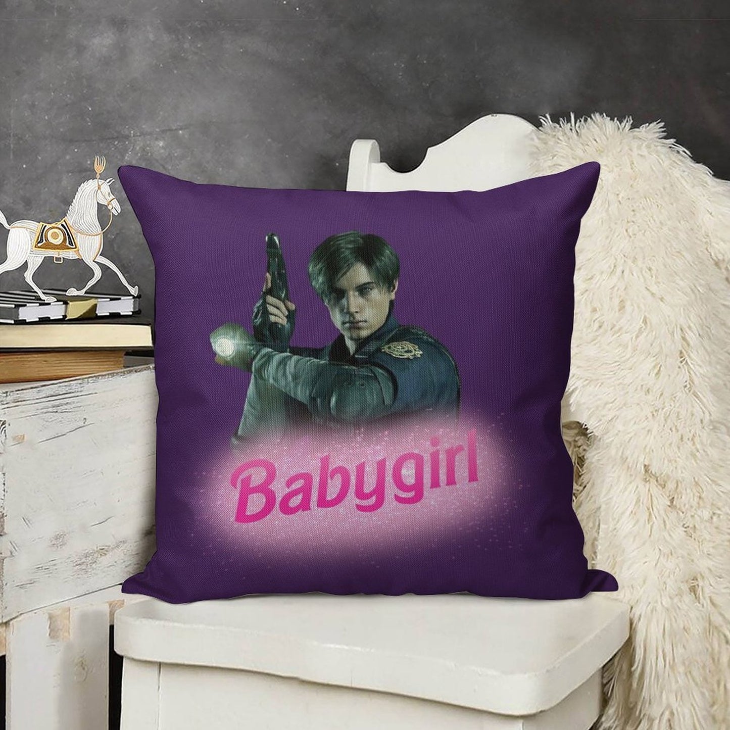 Leon Kennedy Babygirl Linen Throw Pillow Cover