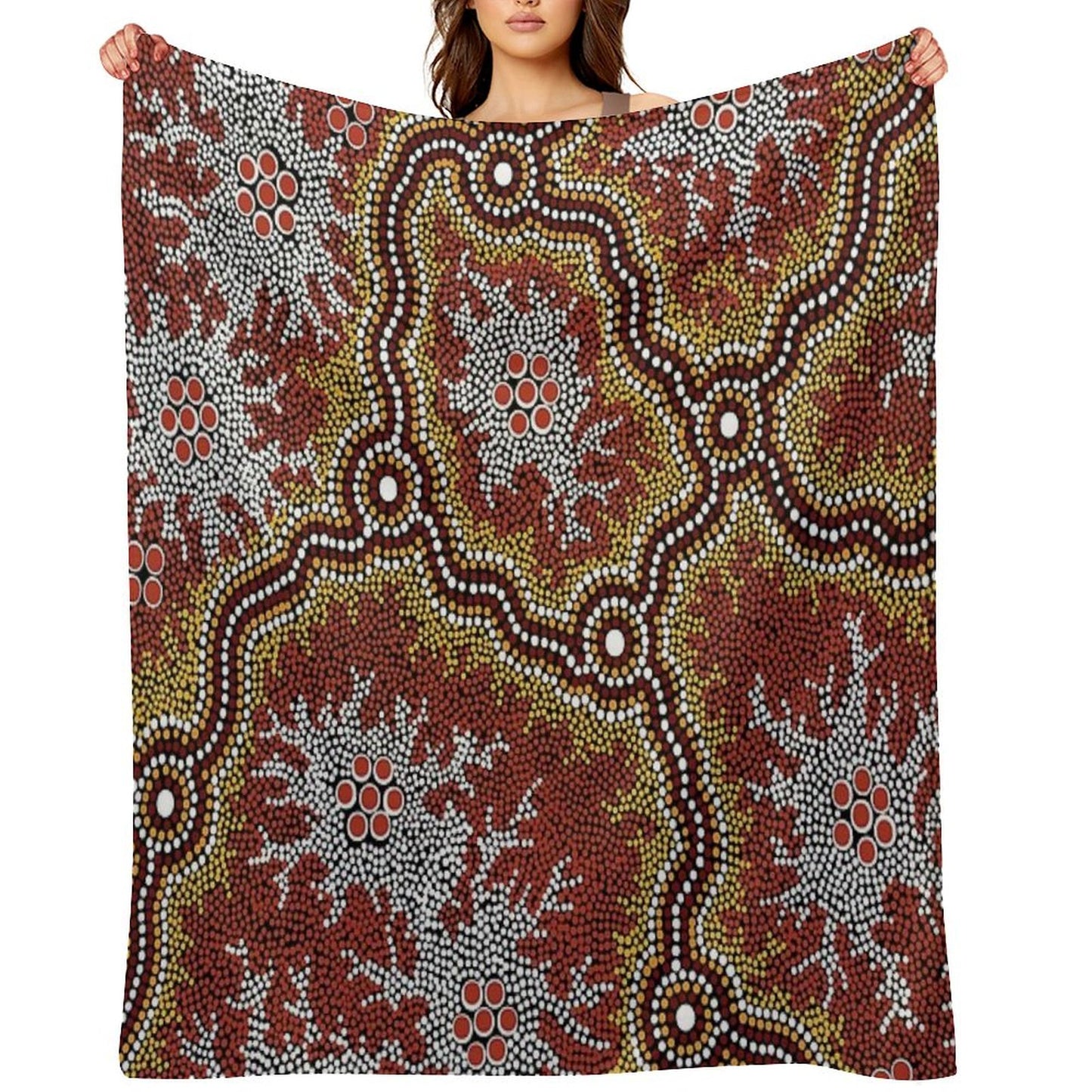 Authentic Aboriginal Art -  Mountains Throw Blanket