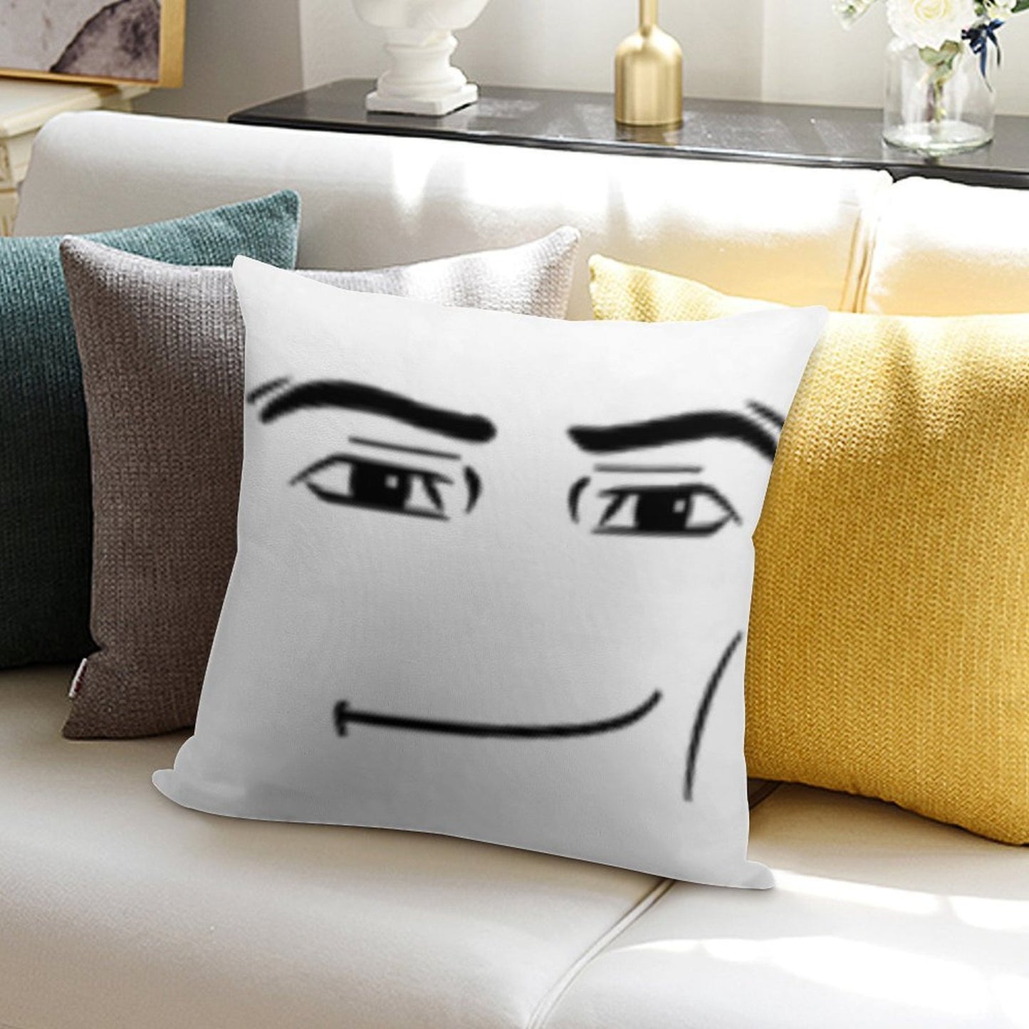 The Man Face Soft Reinforced Edging Throw Pillow