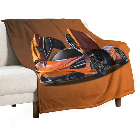 Orange Super McLaren P1 Formula 1 Design Throw Blanket