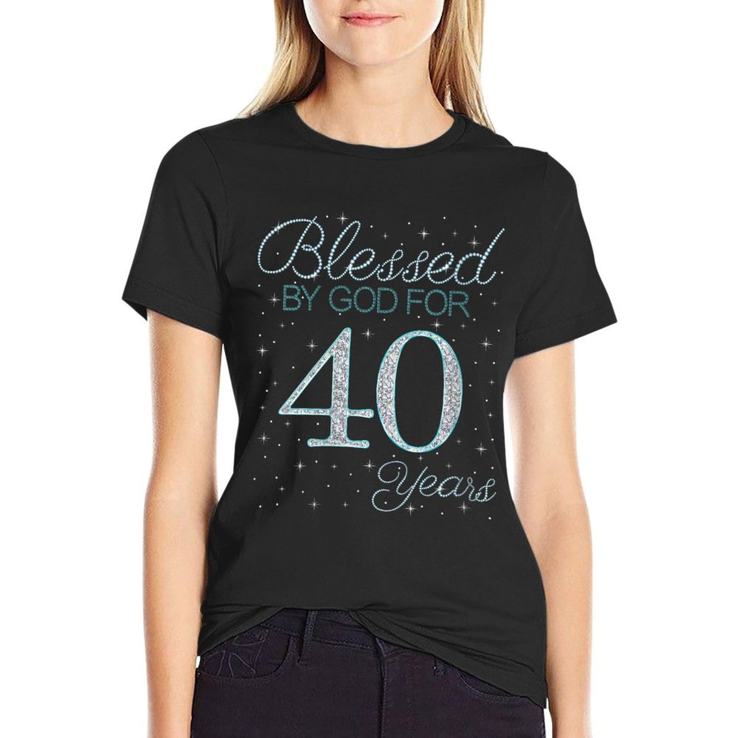 Womens Blessed By God For 40 Years 40th Birthday 40 Year Old Gifts Trendy Pattern T-Shirt