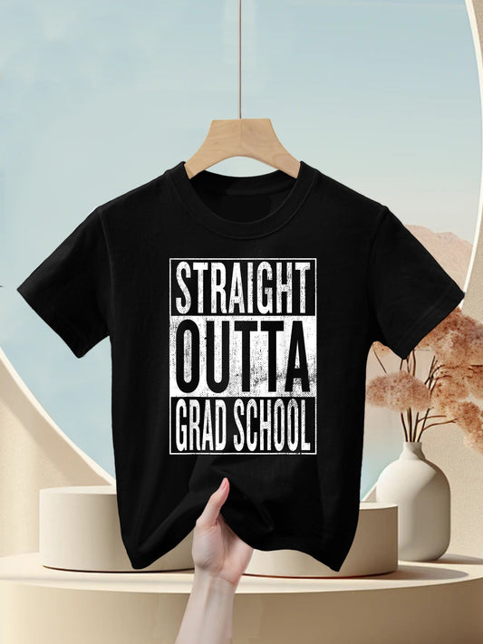 Funny Cool Grad School Graduation Gifts & Ideas Straight Outta Grad School Cool Advanced Degree Celebration Kids T-Shirt