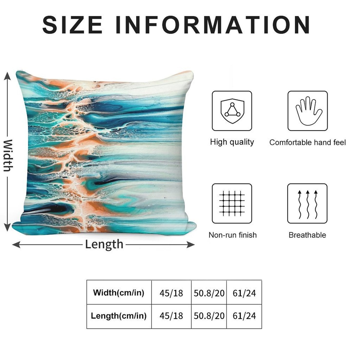 Coral, Blue, Teal, And Grey Ocean Inspired Abstract Fluid Art Soft Ultra-Soft Texture Throw Pillow