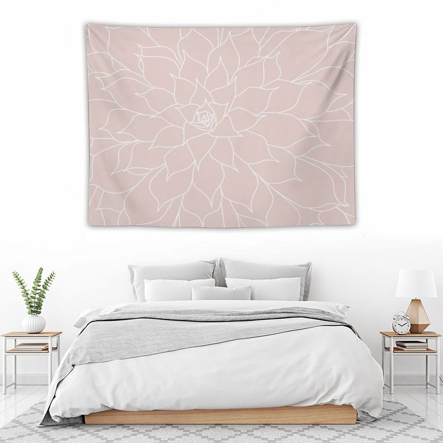 Blush Pink Succulent Tapestry