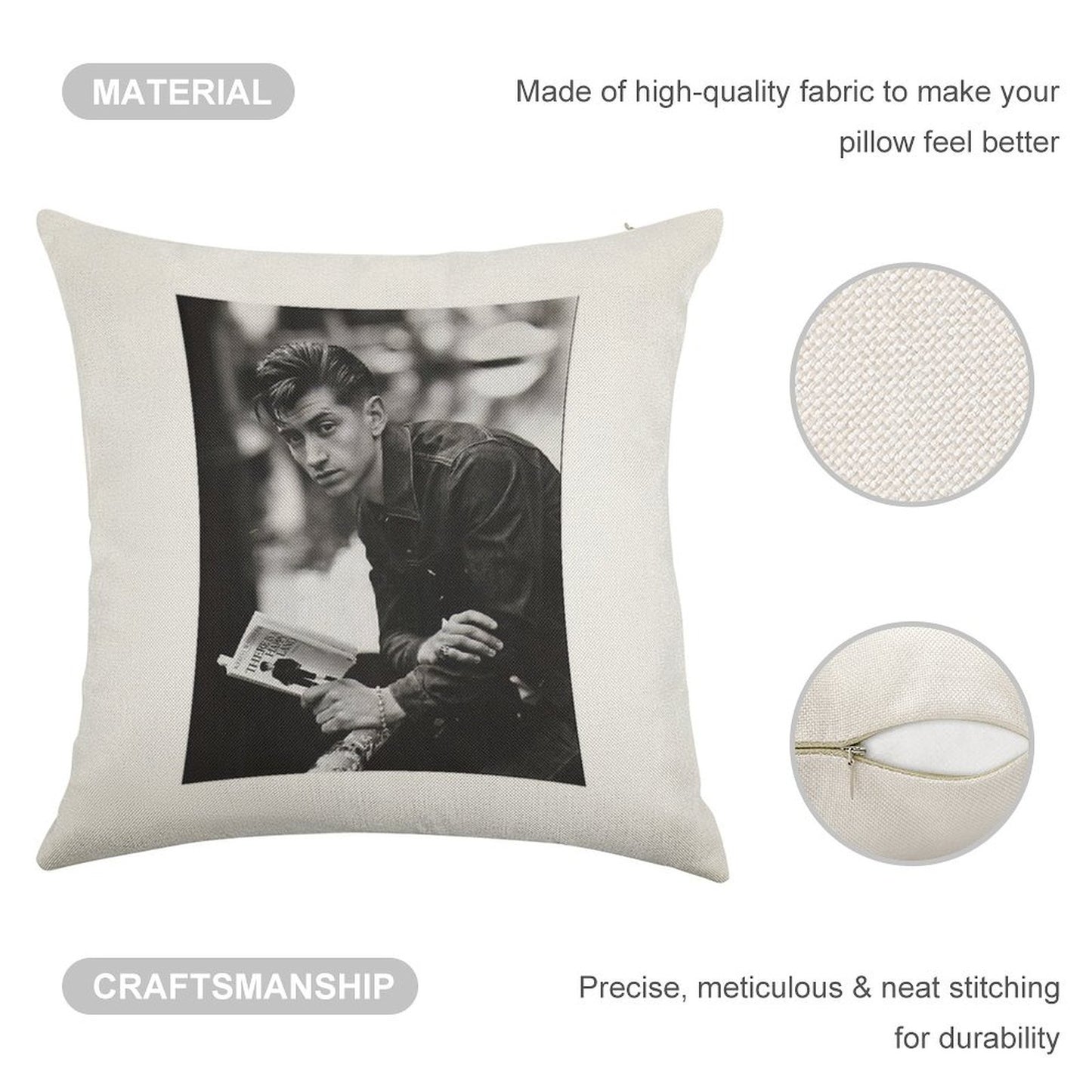 Alex Turner Linen Throw Pillow Cover