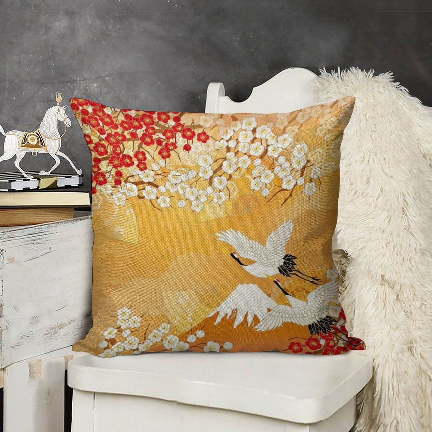 Beautiful Kimono of Japan Linen Throw Pillow Cover