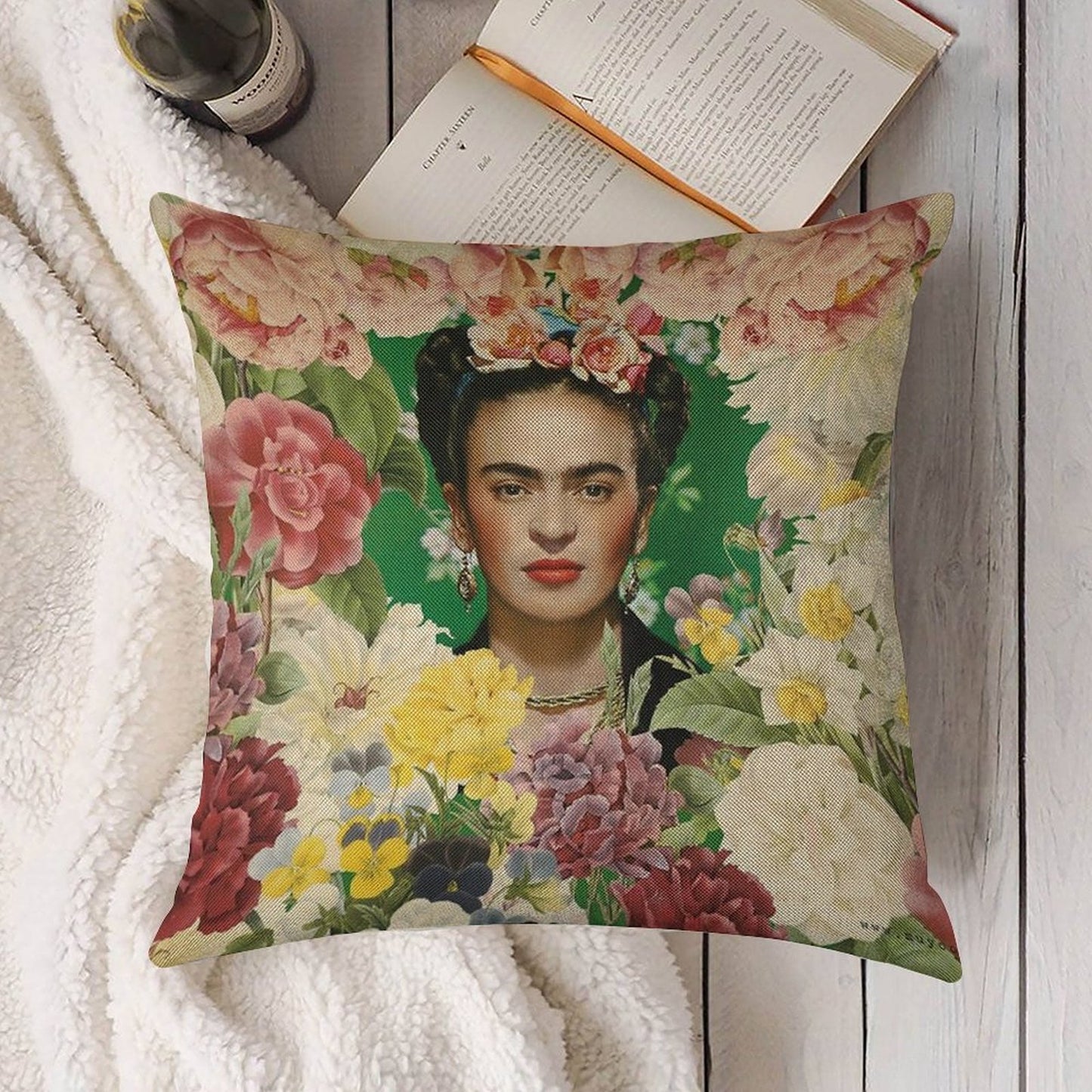 Frida Kahlo IV Linen Throw Pillow Cover
