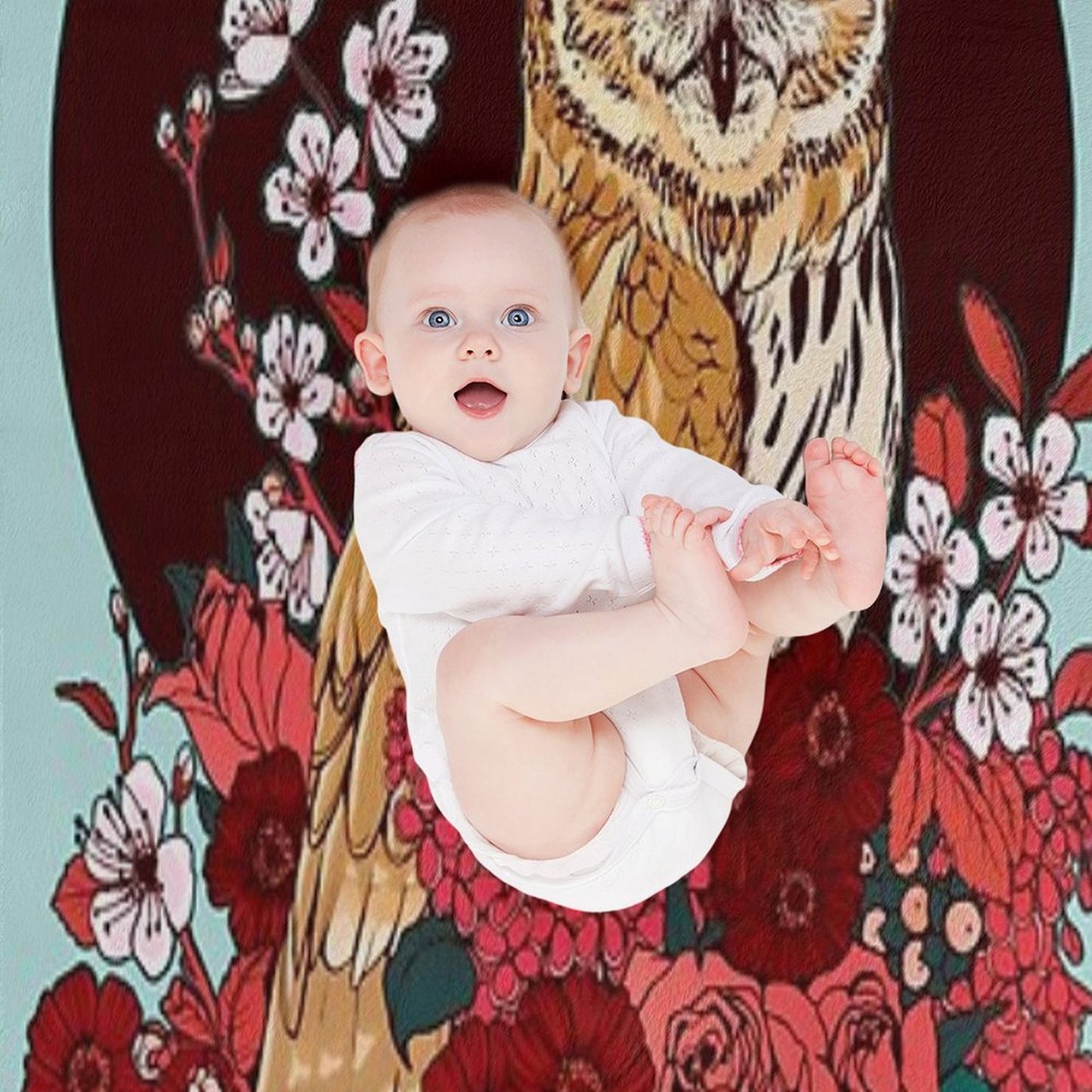 Owl Floral Eclipse Throw Blanket