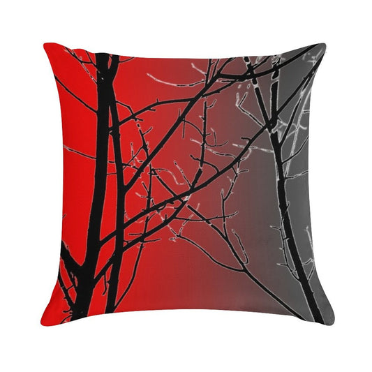 Red And Gray Soft Easy Maintenance Throw Pillow