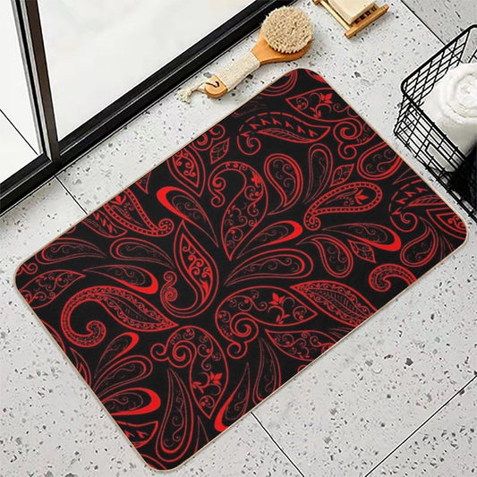 Color Red And Black RED BLACK PATTERN Bath Mat