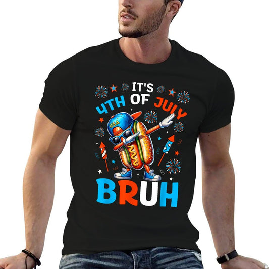 Bruh 4th Of July Boys Kids Hotdog Funny Fourth of July  Soft T-Shirt