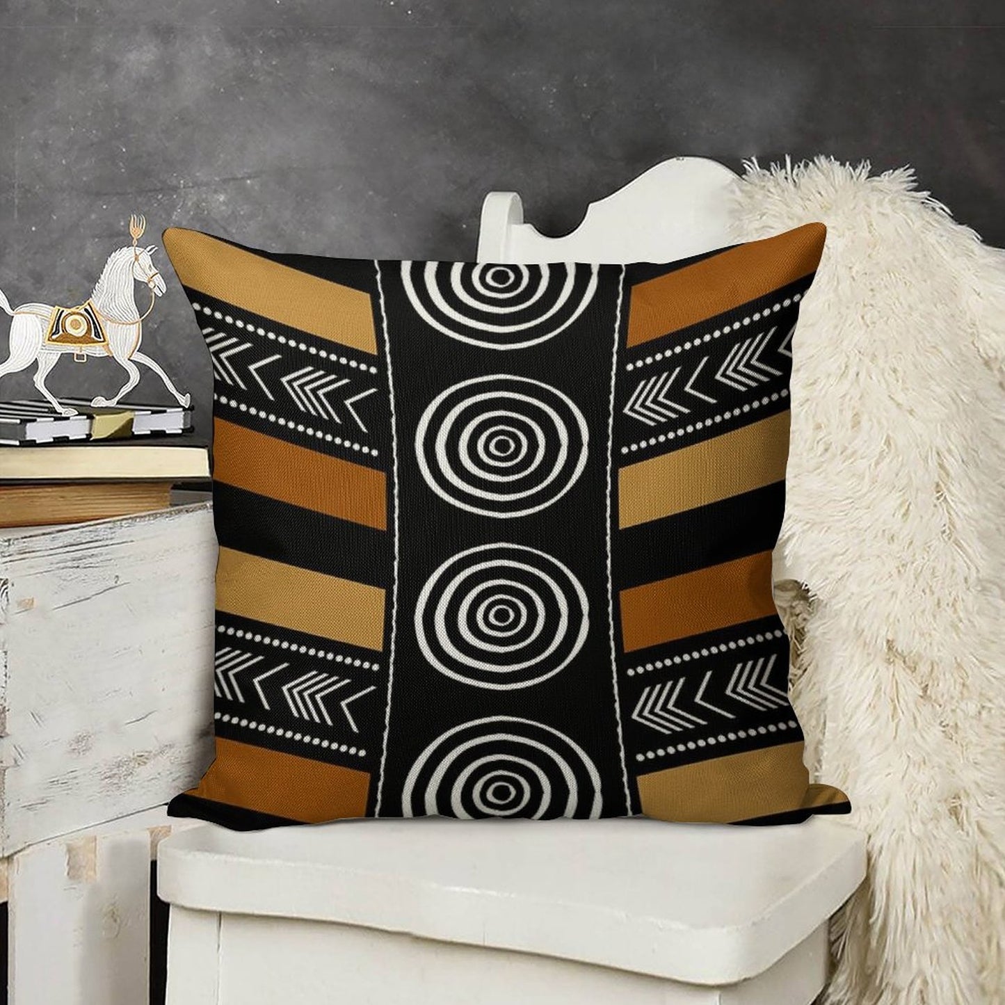 African Mud Cloth Artistry Art Linen Throw Pillow Cover