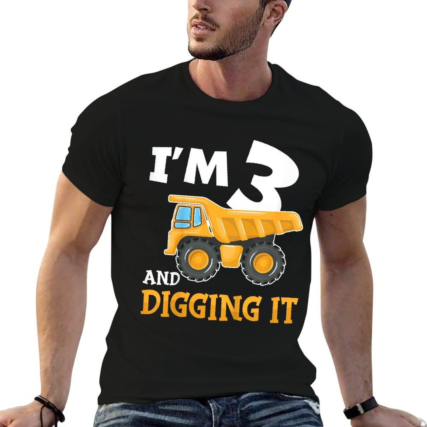 Three 3yr 3rd Birthday Construction Boy 3 Years Old T-Shirt
