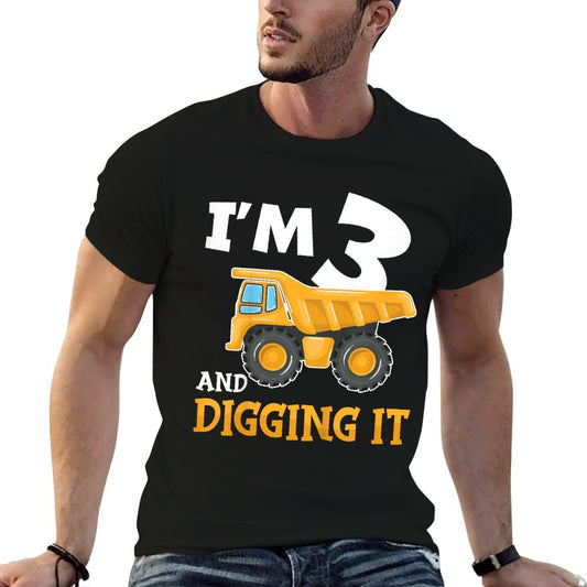 Three 3yr 3rd Birthday Construction Boy 3 Years Old T-Shirt