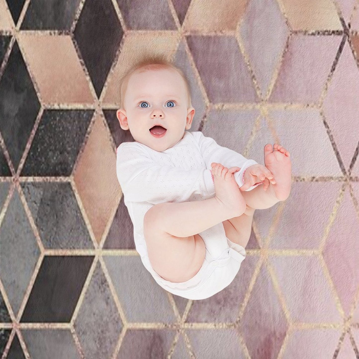 Pink And Grey Gradient Cubes Throw Blanket