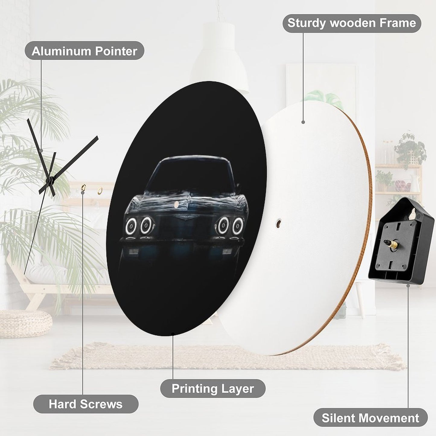 1965 Chevy Corvair - Black Wall Clock