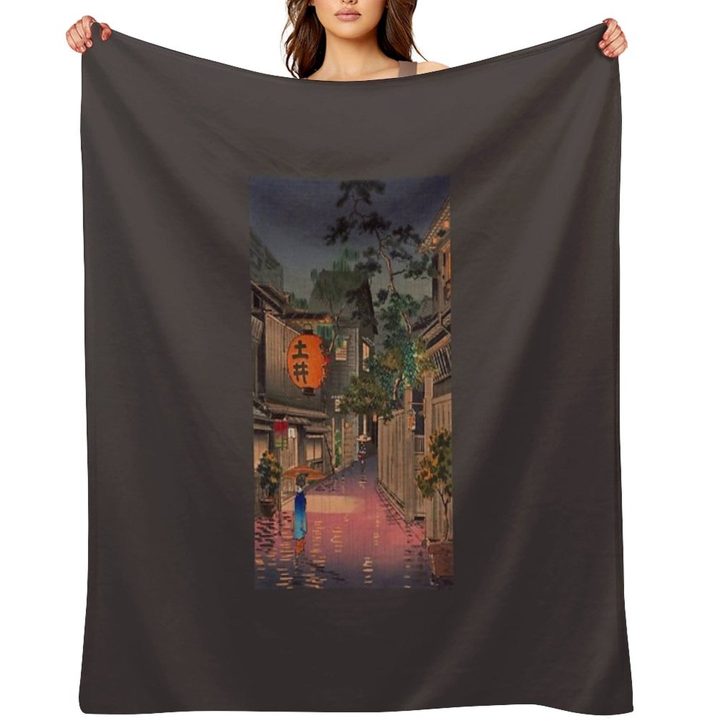 Night Street Rain Throw Blanket