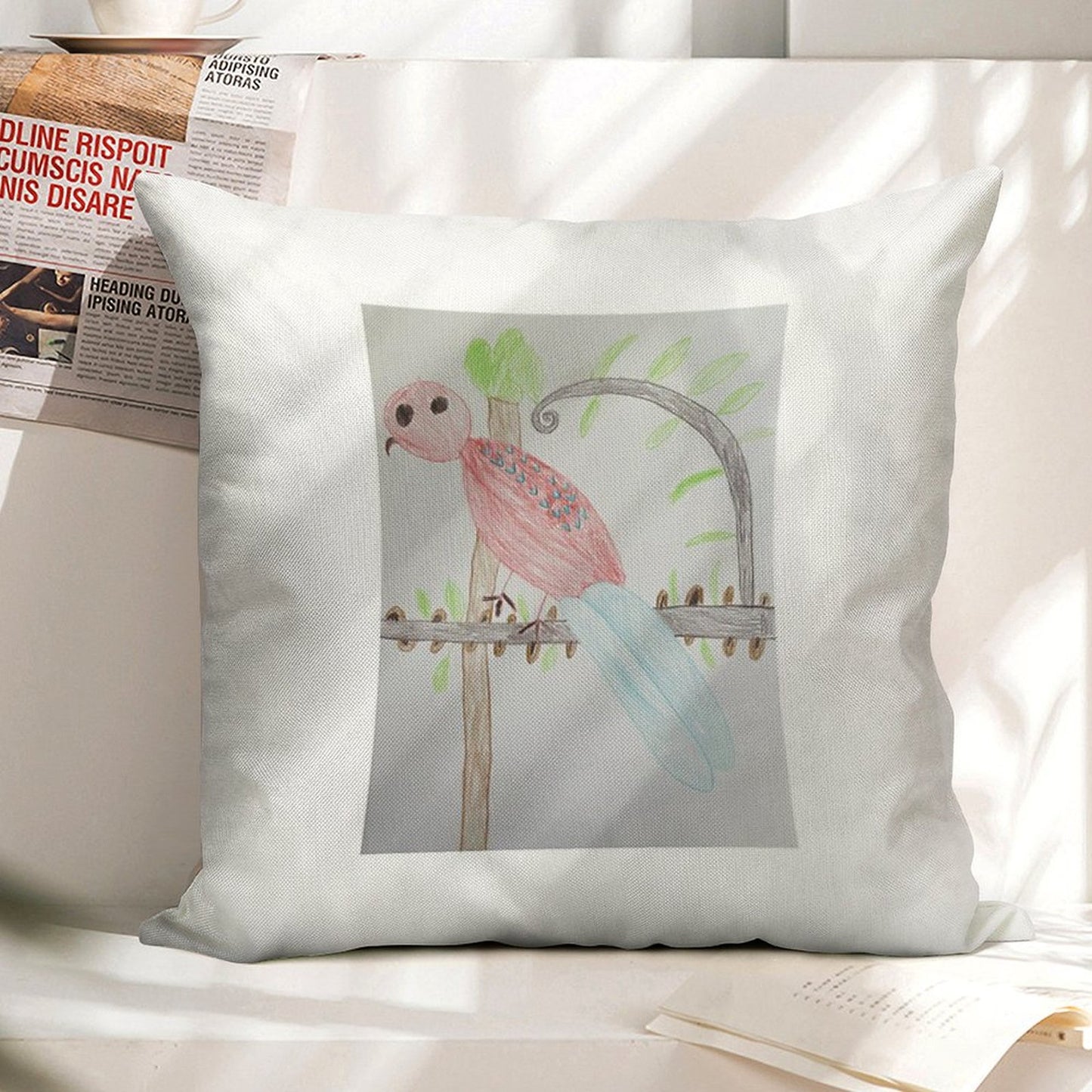 Crimson Rosella Linen Throw Pillow Cover
