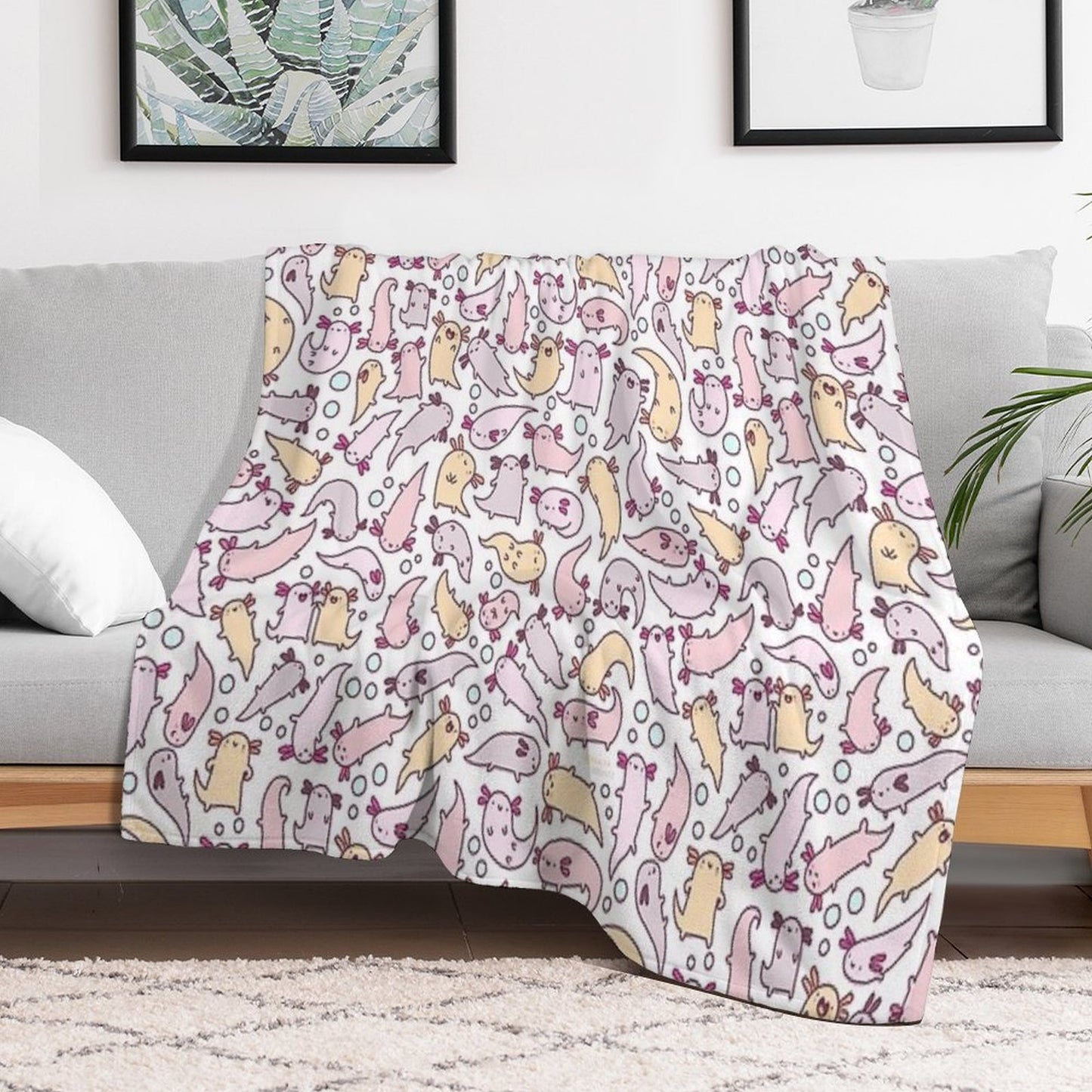 Adorable Axolotls Throw Blanket