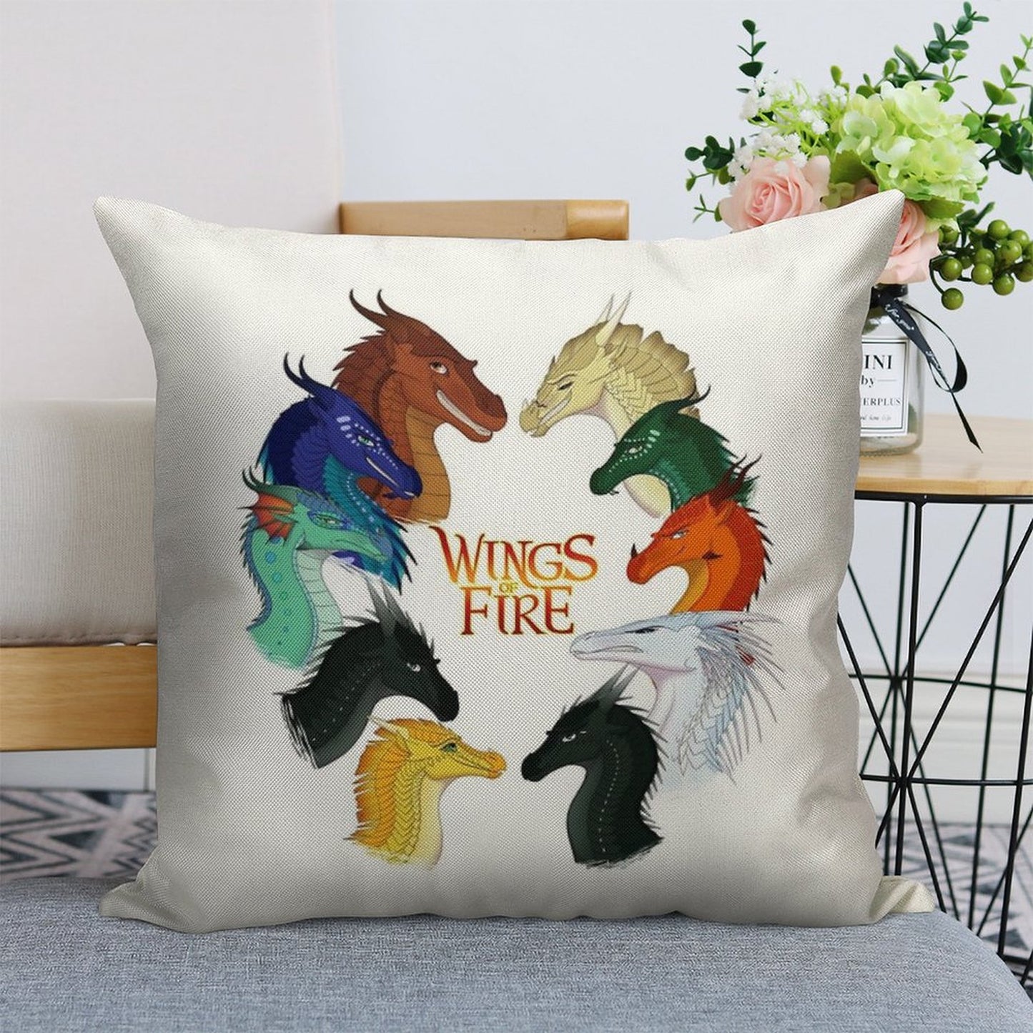 Wings of Fire - All Together Linen Throw Pillow Cover