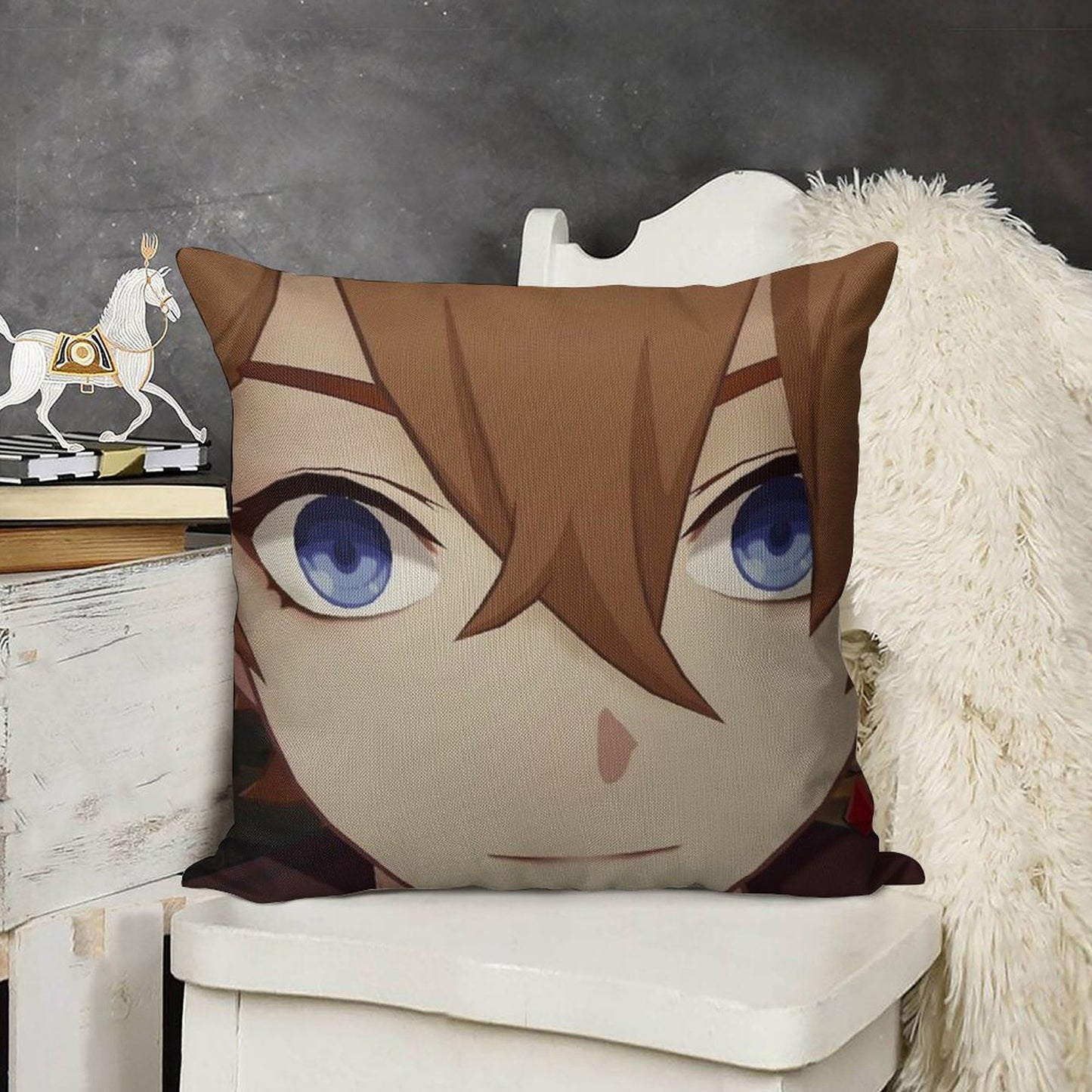 Childe (Tartaglia) Face Meme Linen Throw Pillow Cover