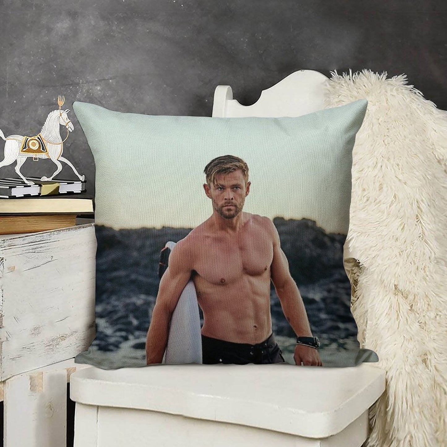 Chris Hemsworth Linen Throw Pillow Cover