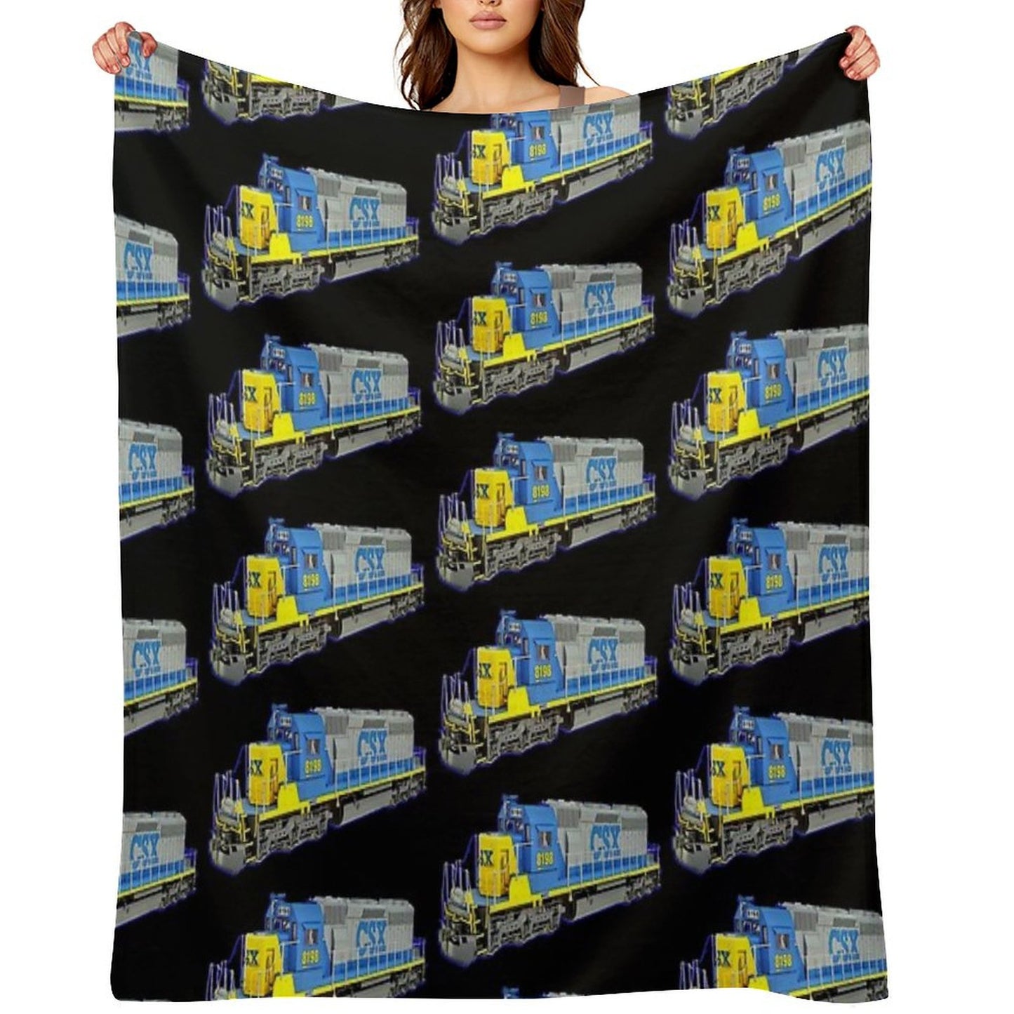 Freight Train CSX Engine Throw Blanket