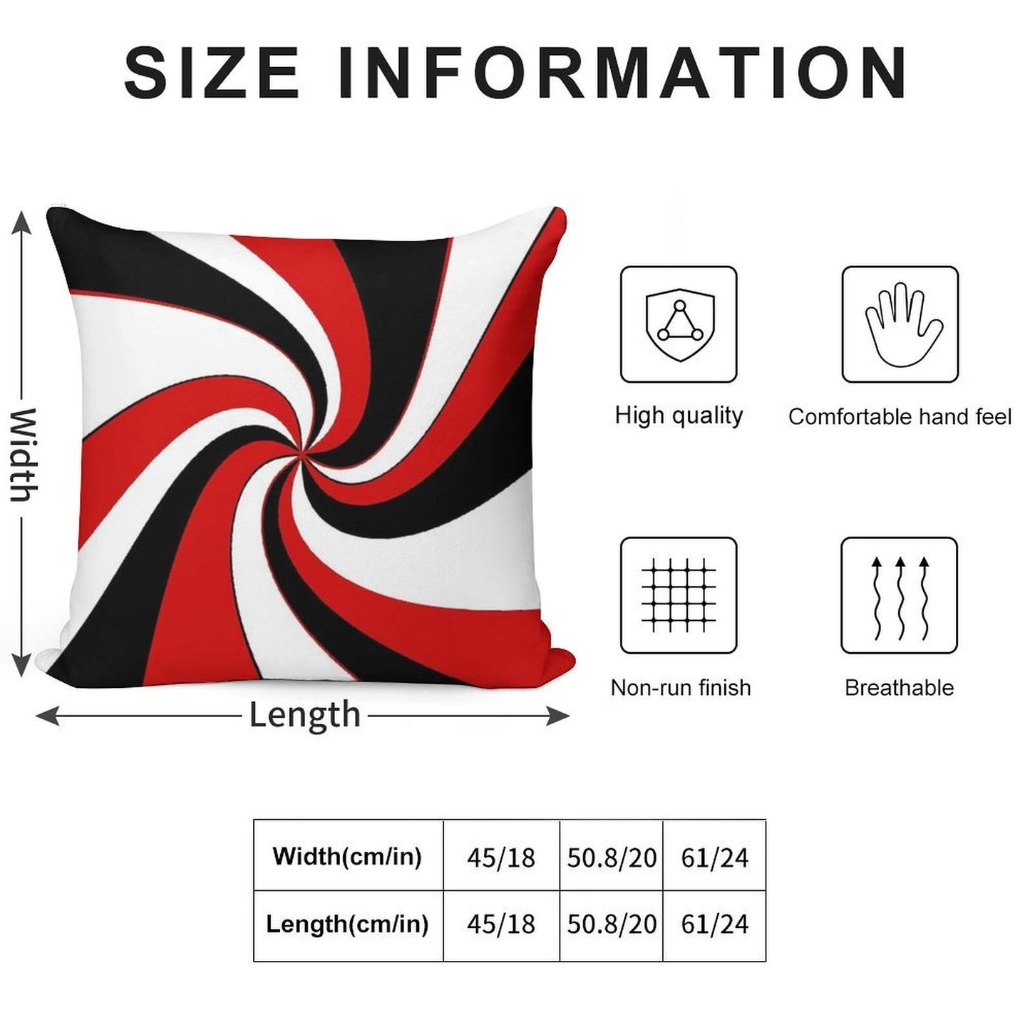 Red, Black And White Twist Design Soft Multiple Sizes Throw Pillow