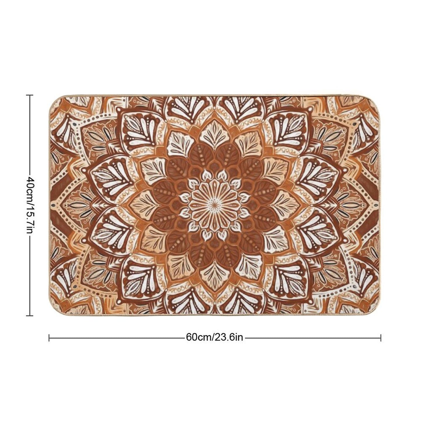 Boho Mandala in Monochrome Brown And Cream Bath Mat