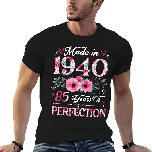 85 Year Old Made In 1940 Floral 85th Birthday Women T-Shirt