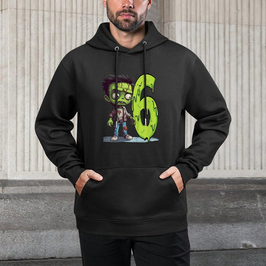 Kids Scary Zombie - Six Years - Creepy 6th Birthday Halloween Medium-Weight Fabric Hoodie