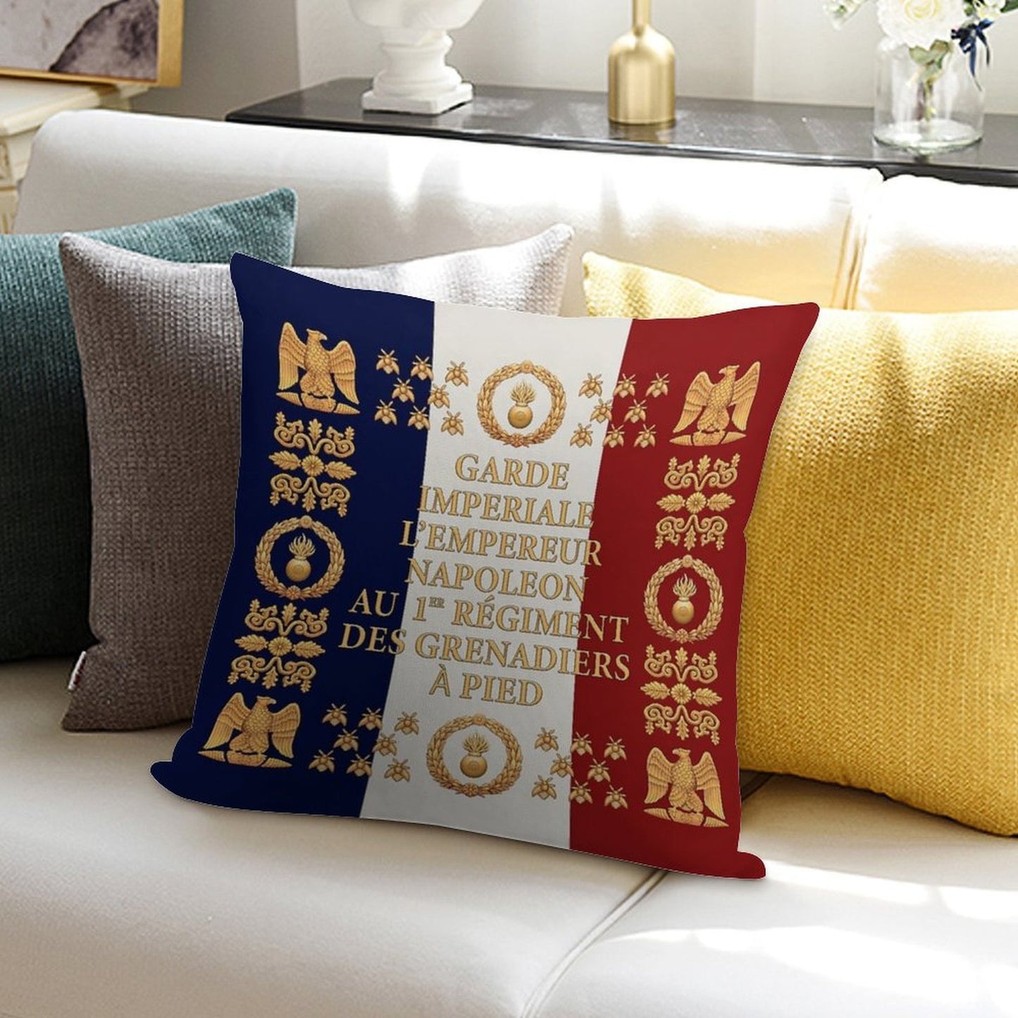 Napoleonic French 1er Garde Imperiale Flag Soft Skin-Friendly Throw Pillow