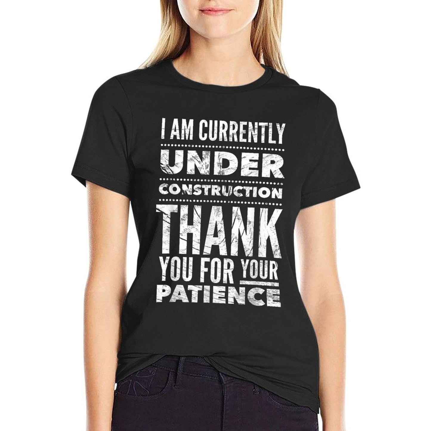 Funny Hospital Get Well Soon Gifts Under Construction Post Surgery - Black, Unisex-Adults,, Medium, US Size 15, 21 Inches Sleeve T-Shirt