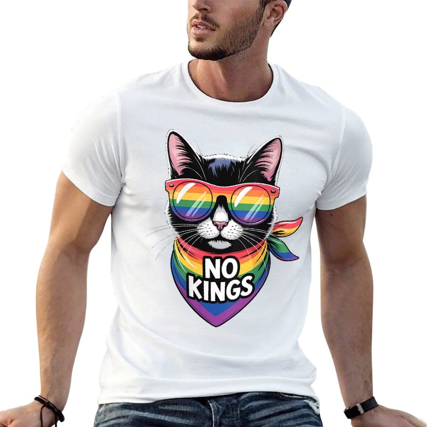 Womens No Kings Pride Cat Classic T-Shirt