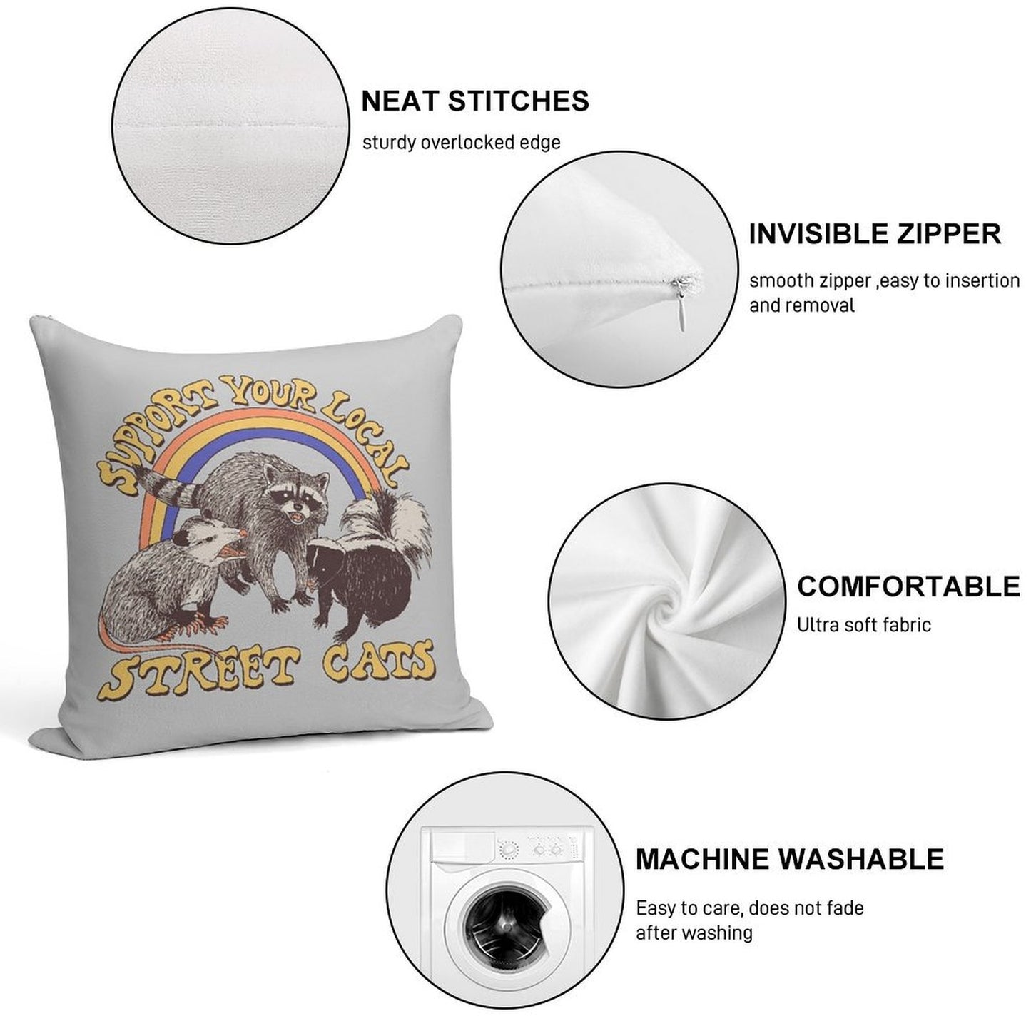Street Cats Soft Luxury Feel Throw Pillow