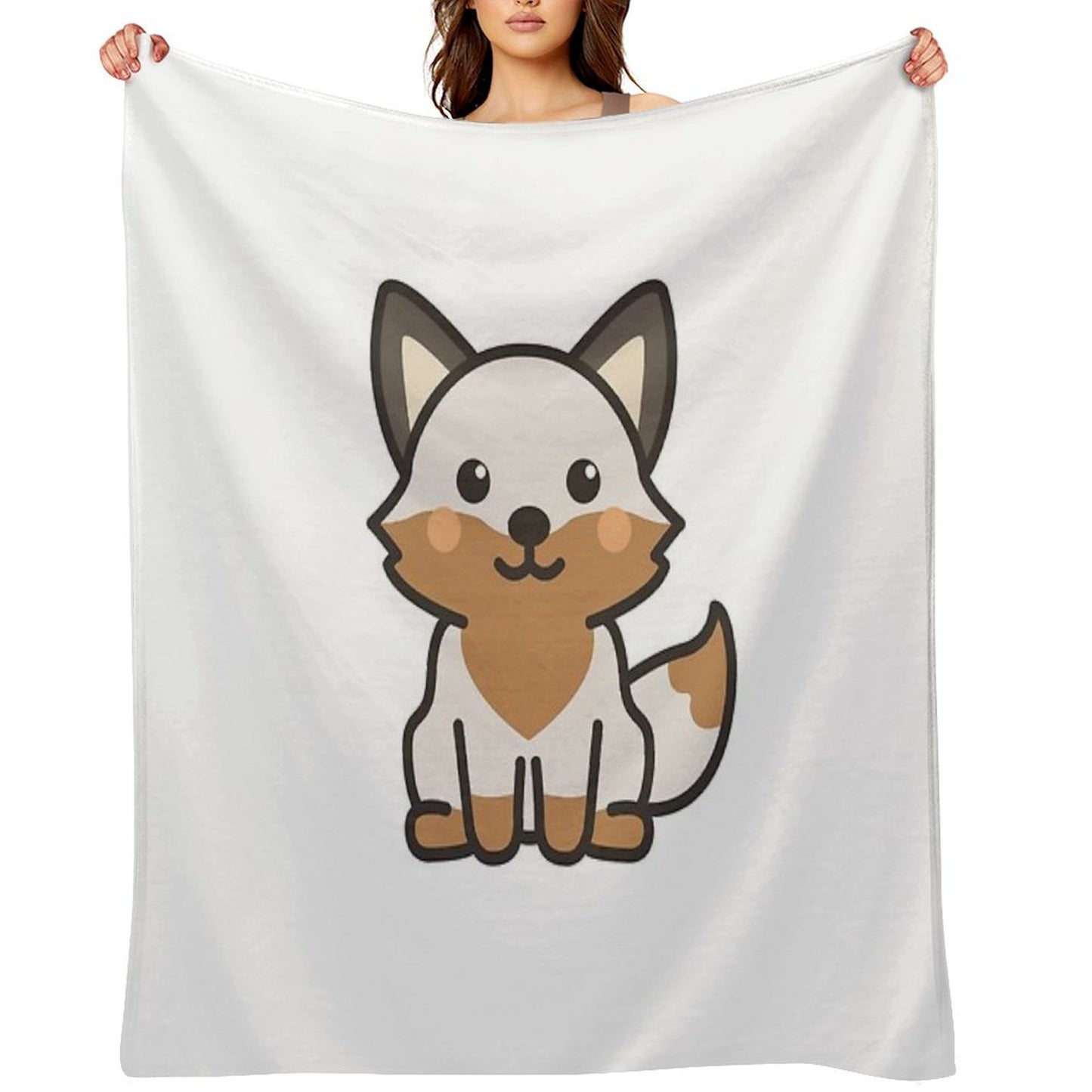 Luna The Grey Fox Throw Blanket