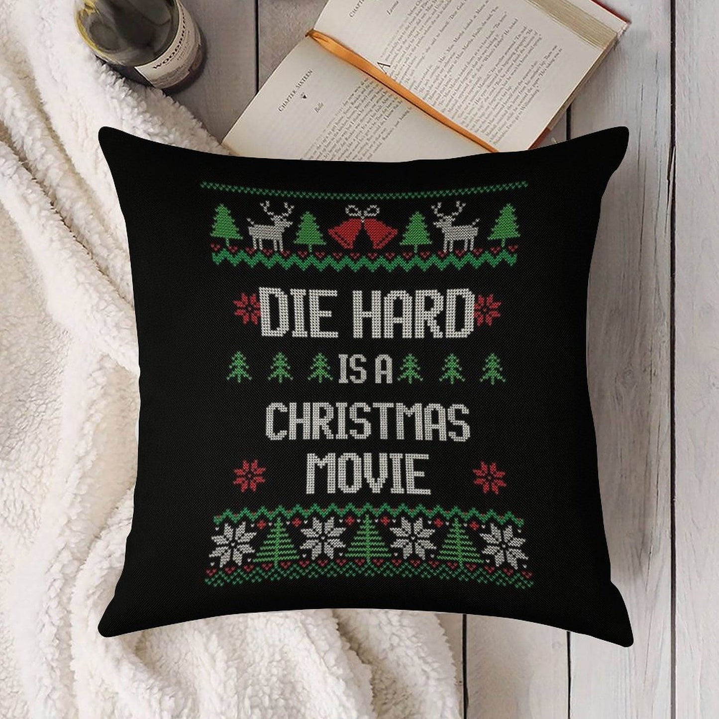 Die Hard Is A Christmas Movie Linen Throw Pillow Cover