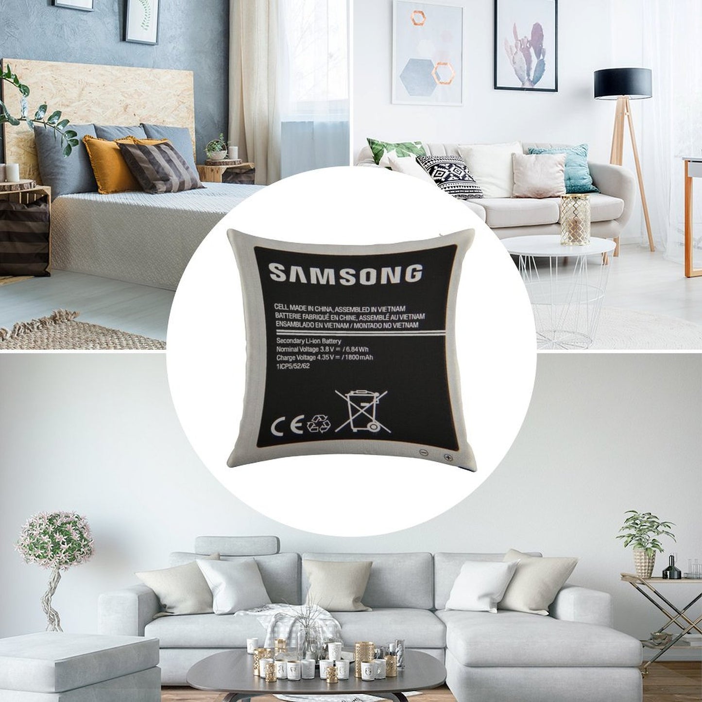 Swollen Battery Premium Linen Throw Pillow Cover