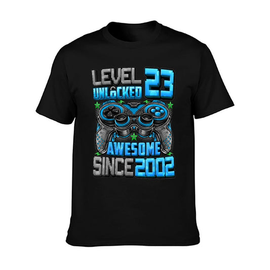 Level 23 Unlocked Awesome Since 2002 23rd Birthday Gaming T-Shirt