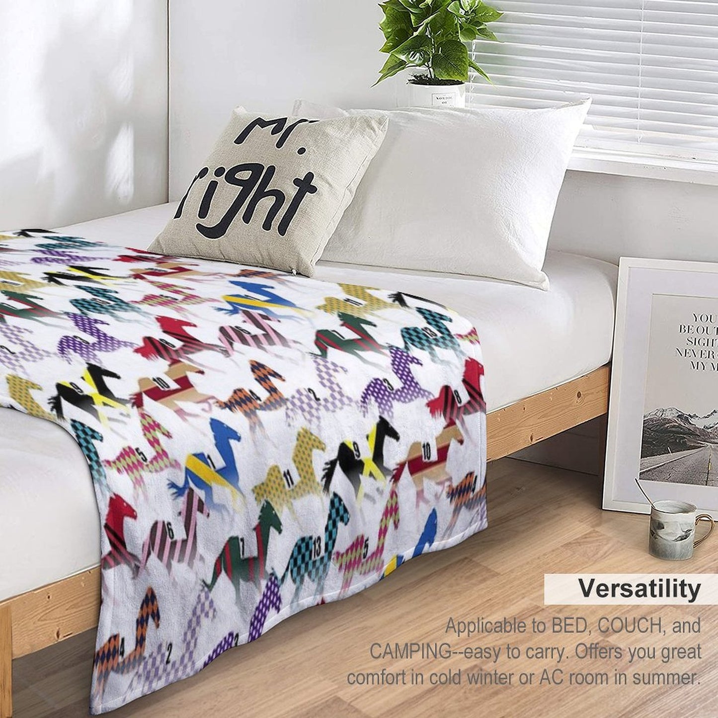Off to The Horse Races Jockey Silks Pattern Throw Blanket