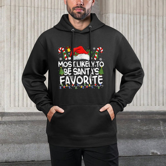 Most Likely To Be Santas Favorite Christmas Family Matching Easy Care Hoodie