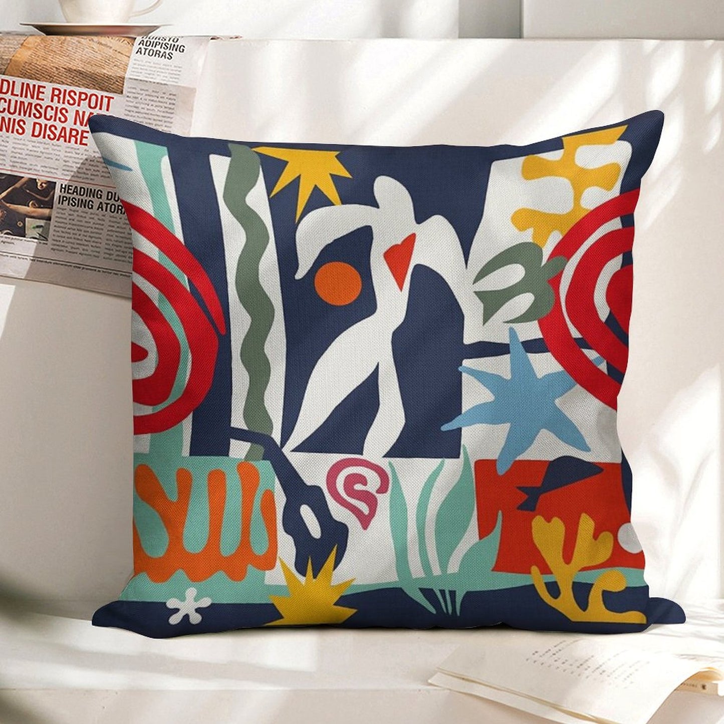 Inspired by Matisse Linen Throw Pillow Cover