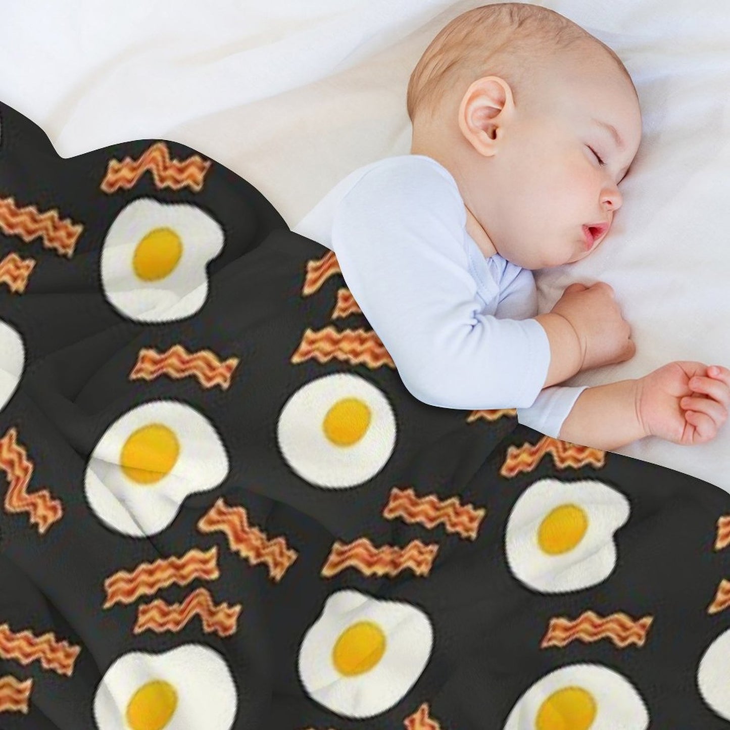 Breakfast With Bacon And Eggs Seamless Vector Pattern Dark Throw Blanket