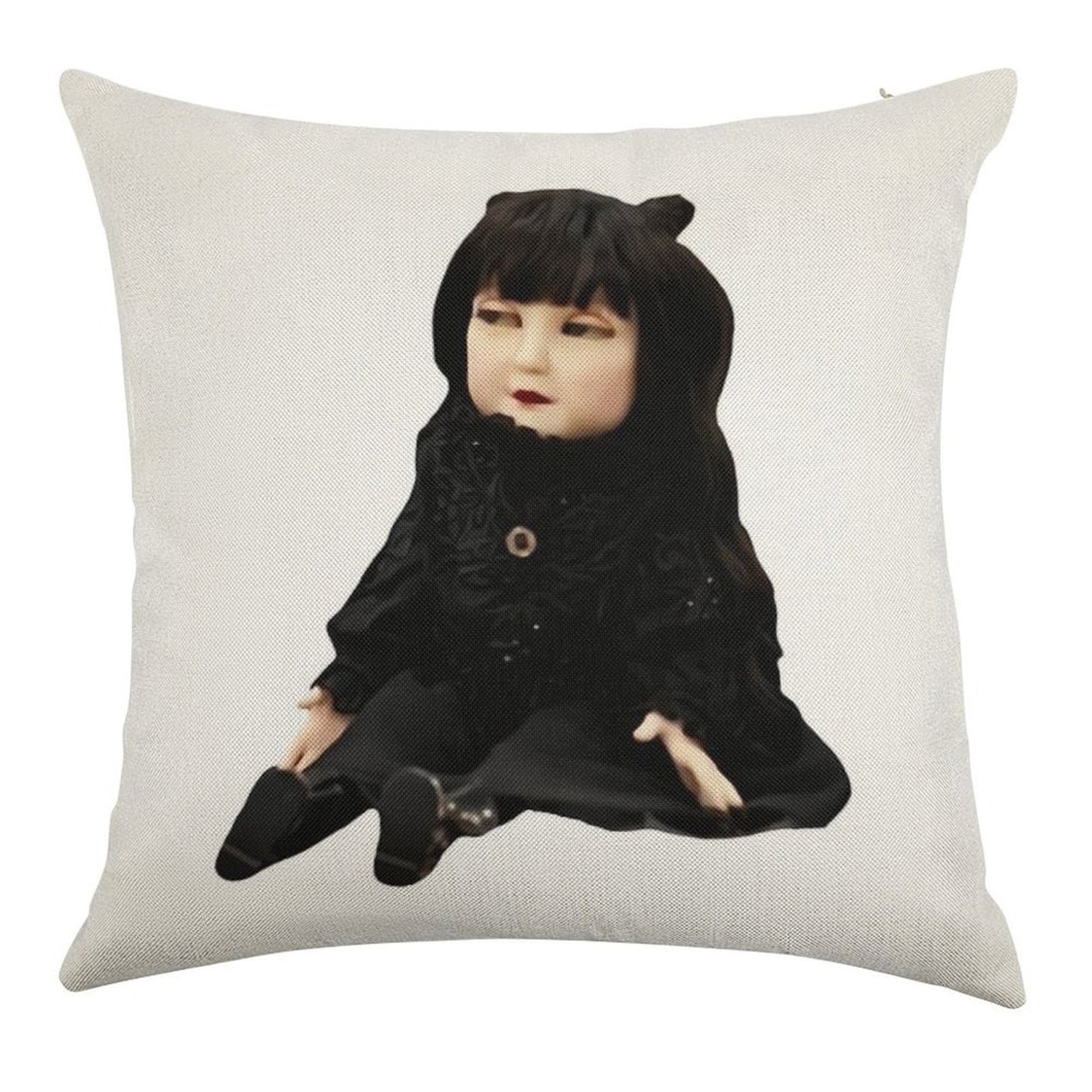 Nadja Doll Linen Throw Pillow Cover