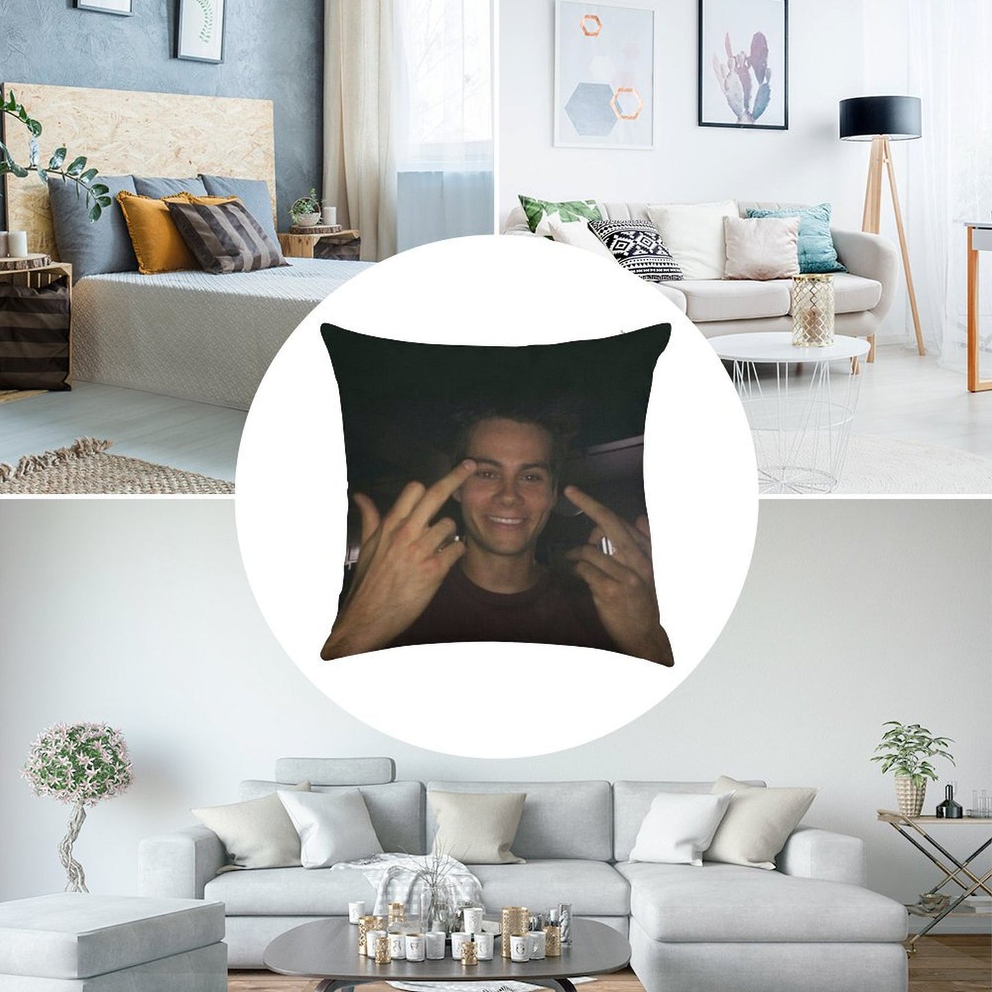Dylan O’brien Middle Fingers Linen Throw Pillow Cover