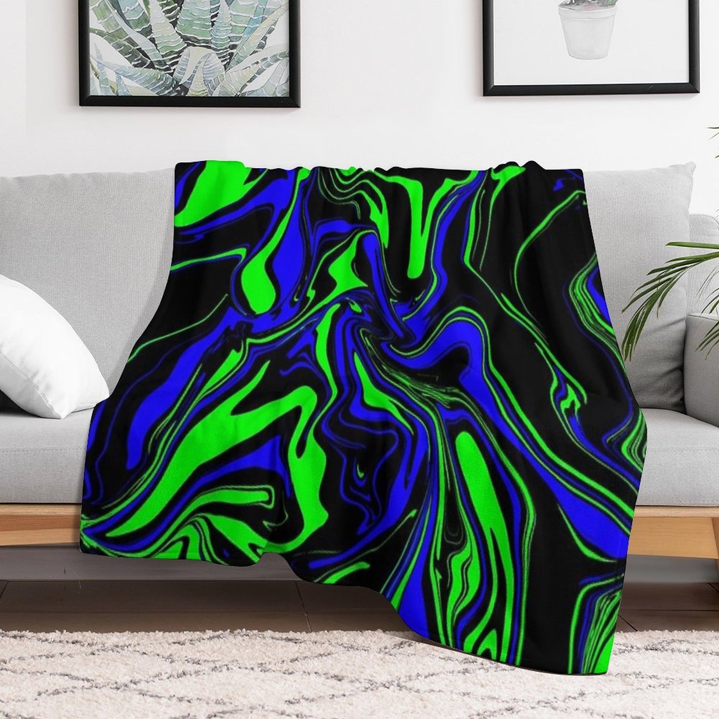 Blue Green And Black Oil Slick Throw Blanket