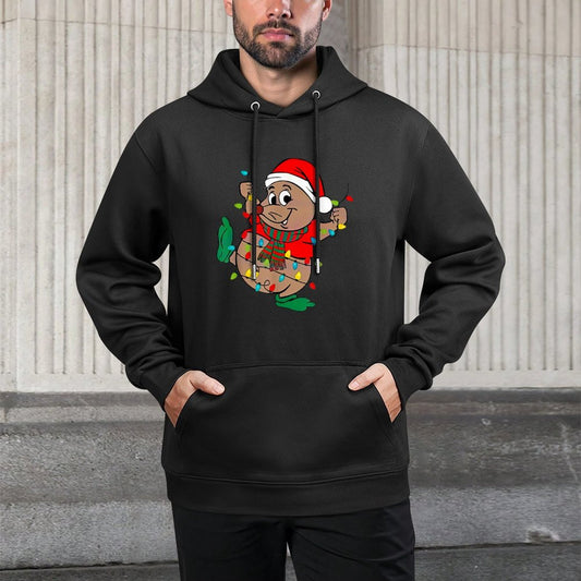 Cute Santa Gus Christmas Lights Moisture-Wicking Hoodie