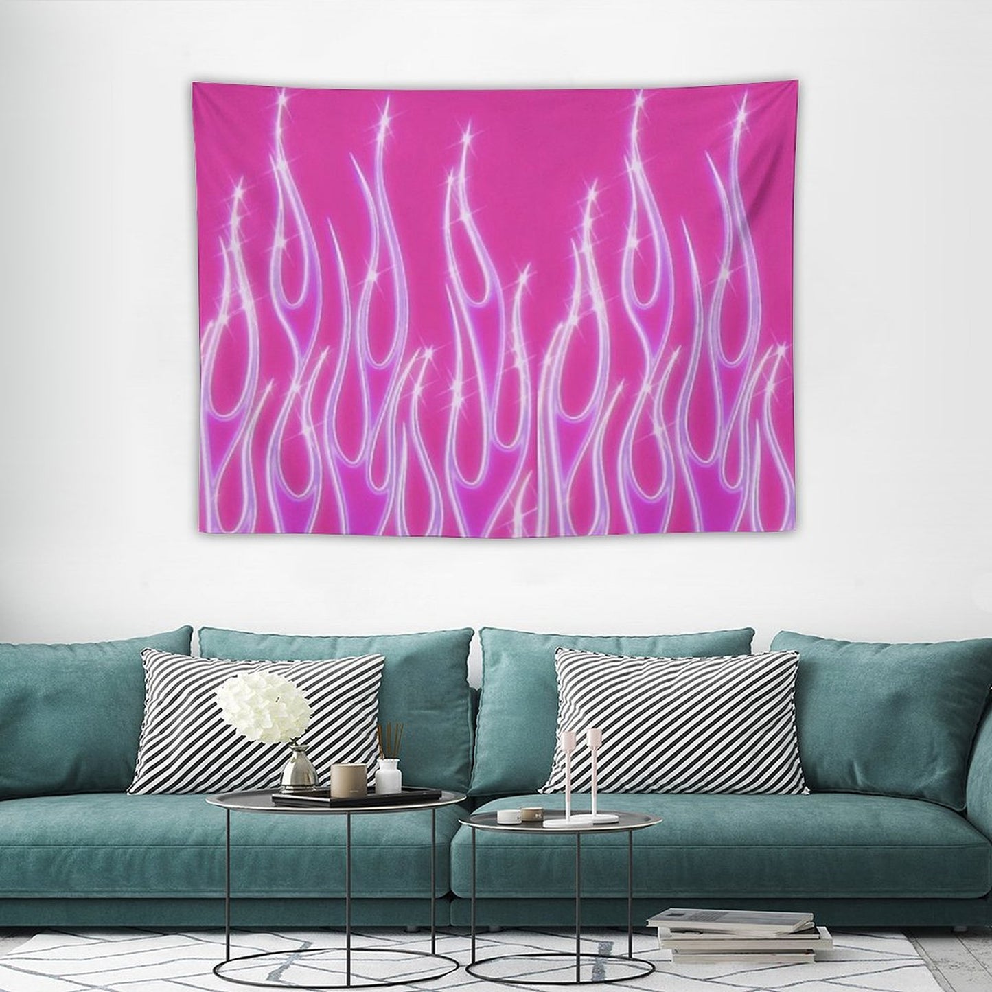 Pink Flames Tapestry