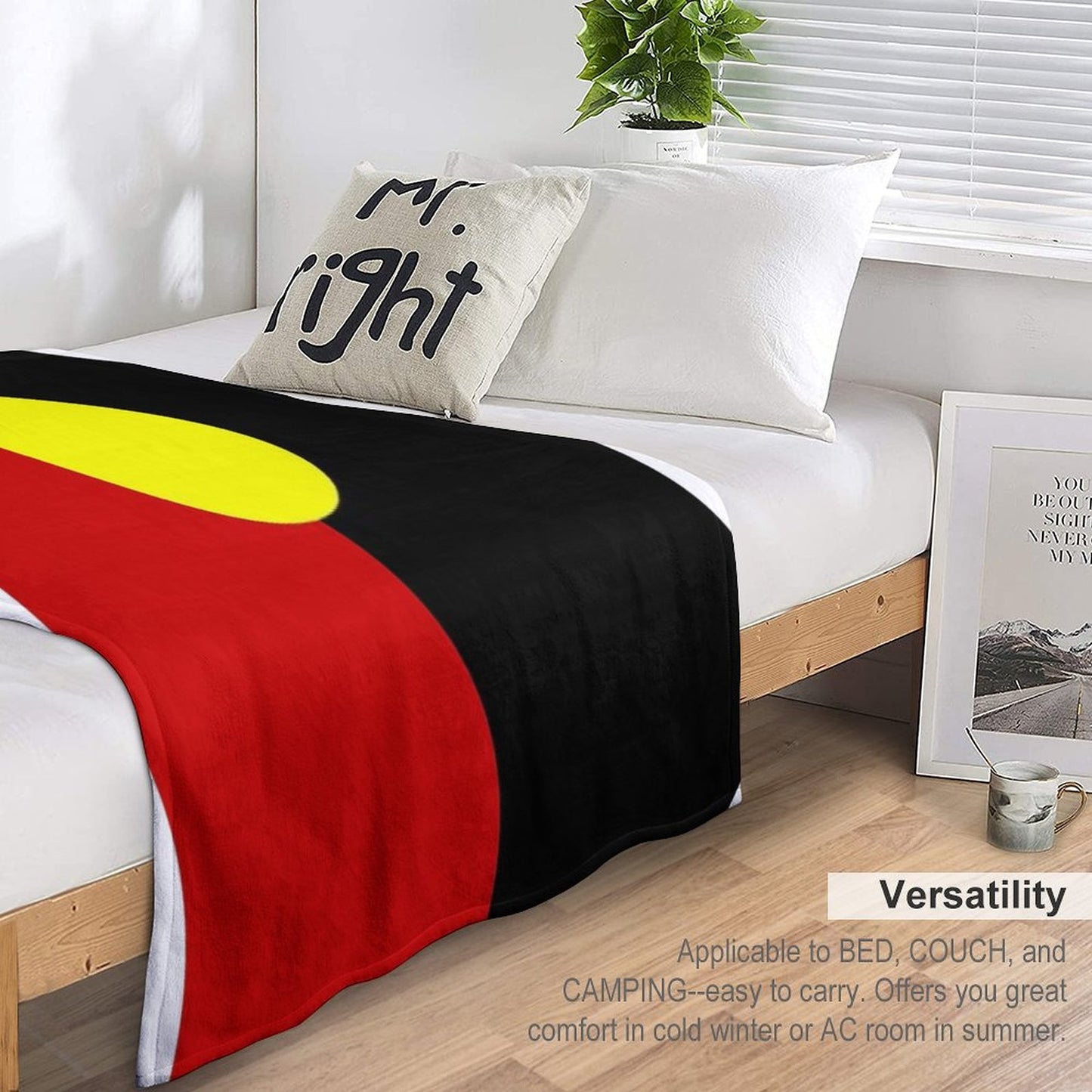 Australian Aboriginal Flag Throw Blanket