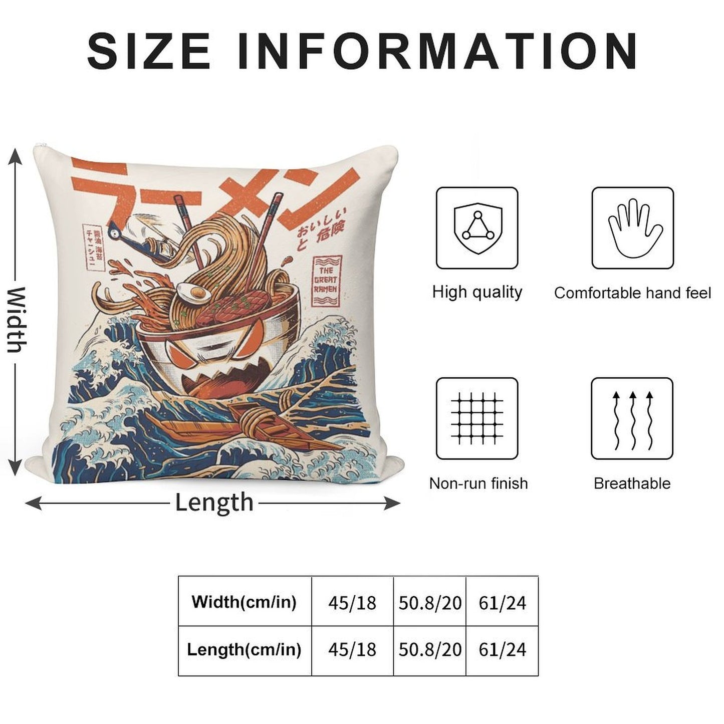 The Great Ramen Off Kanagawa Soft Shrink-Resistant Throw Pillow